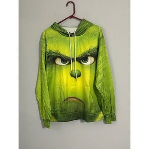 Grinch Face Hoodie Sweatshirt Grinchmas Christmas Green Adult Size M
